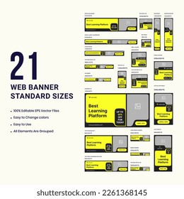 Learning Platform Creative Web Set Banner Template Design for social media posts 