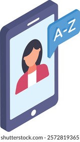 learning and practicing the language isometric vector icon, International Language Day symbol, Translation Services sign, Plurilingualism Multilingualism illustration, Online Language Teacher concept