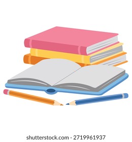 Concepto de proceso de aprendizaje con libros y lápices