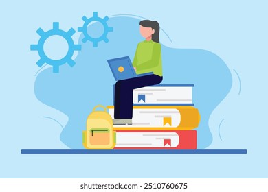 Learning process concept. Colored flat vector illustration isolated.
