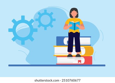 Learning process concept. Colored flat vector illustration isolated.