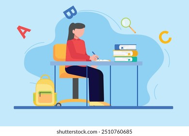 Learning process concept. Colored flat vector illustration isolated.