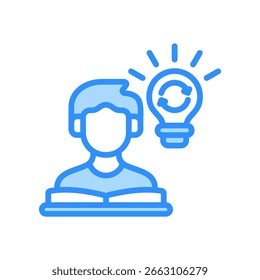 Learning Process Icon Blue Color Vector Illustration