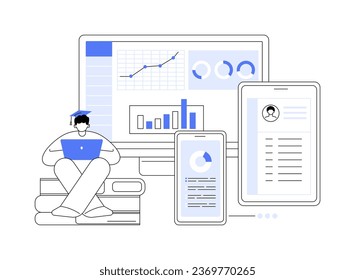 Learning progress abstract concept vector illustration. Data visualization dashboard, online training software on different devices, degree programs, virtual classrooms abstract metaphor.