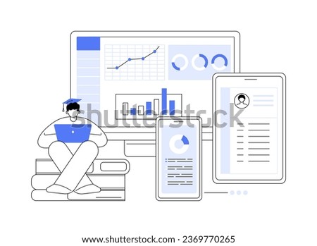 Learning progress abstract concept vector illustration. Data visualization dashboard, online training software on different devices, degree programs, virtual classrooms abstract metaphor.