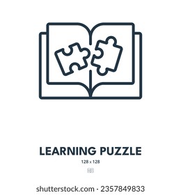 Learning Puzzle Icon. Jigsaw, Riddle, Logic. Editable Stroke. Simple Vector Icon