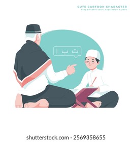 learning quran cute cartoon character