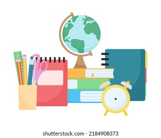 Learning and reading concept. Stationery accessories