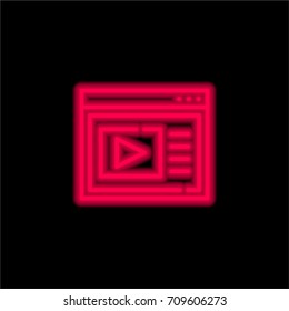 Learning red glowing neon ui ux icon. Glowing sign logo vector