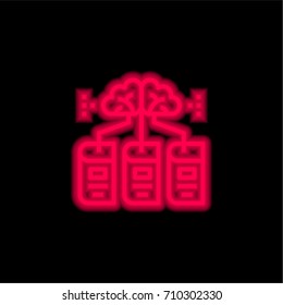 Learning red glowing neon ui ux icon. Glowing sign logo vector