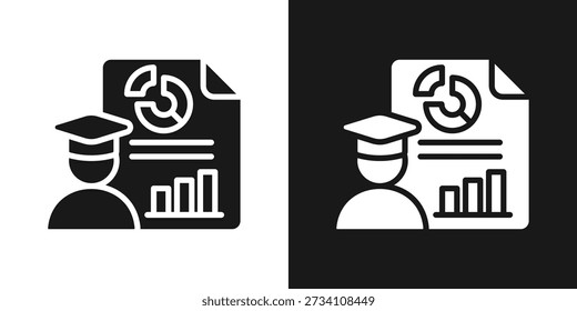 Icono de informe de aprendizaje en estilo de glifo blanco y negro