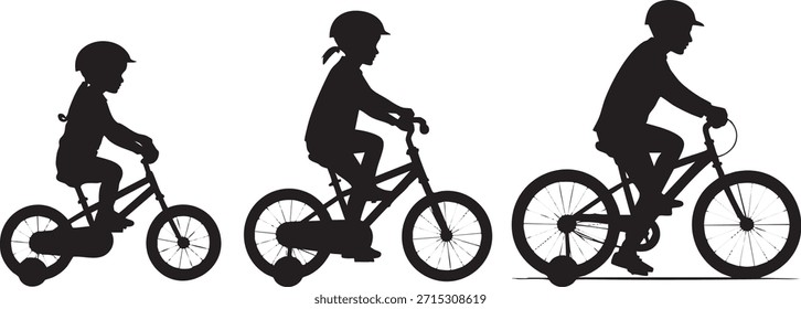 Aprender a montar en bicicleta con ruedas de entrenamiento Vector, ilustración