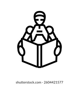 learning robot social robotics line icon vector. learning robot social robotics sign. isolated contour symbol black illustration