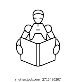 aprendendo robô social robótica linha ícone vetor. aprendendo robô social robótica sinal. isolado contorno símbolo ilustração preta