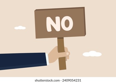 Learning to say no, leadership skills to manage workload, wooden sign saying NO.