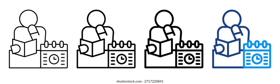 Ícone de Programação de Estudo Conjunto de Coleta de Outline Diferente