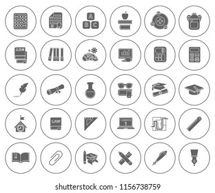 learning and School education icons set - university graduation sign and symbols