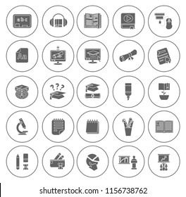 Learning And School Education Icons Set - University Graduation Sign And Symbols