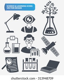Learning, science and innovation icon set design,clean vector
