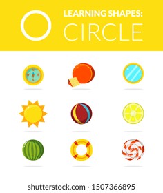 Learning Shapes, Circle Educational Game for Kids Vector Illustration