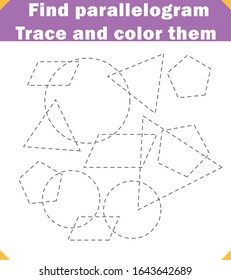 Learning shapes. 
Find the desired shape and color it. Preschool worksheet. Tracing Worksheet. 