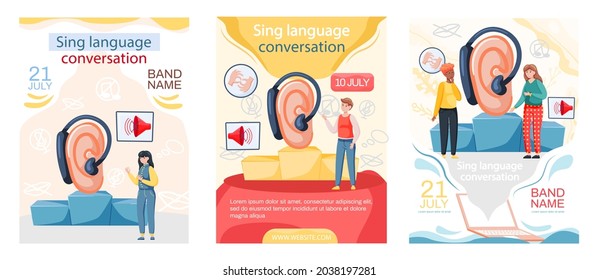 Learning Sign Finger Hand Language Online. Sign Language Conversation, Modern Teaching Method. Webinar, Language Training Group Education Via Internet. Students Receive Knowledge Remotely On Course