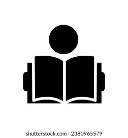 Learning simple black icon, Person reading book symbol, logo illustration.flat design on white background..eps