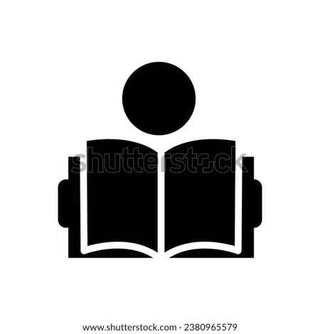 Learning simple black icon, Person reading book symbol, logo illustration.flat design on white background..eps