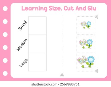 learning size , cut and glue butterfly . kids education and play 