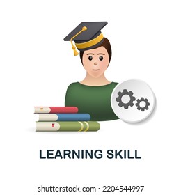 Learning Skill Icon. 3d Illustration From Cognitive Skills Collection. Creative Learning Skill 3d Icon For Web Design, Templates, Infographics And More