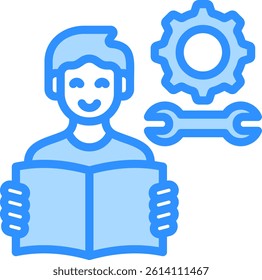 Learning Skill Icon Blue Color Vector Illustration