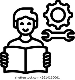 Learning Skill Icon Outline Vector Illustration