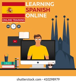 Learning Spanish Online. Online training. Distance education. Online education. Language courses, foreign language, language tutorial
