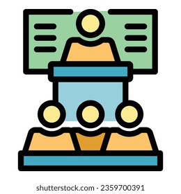 Learning speaker icon outline vector. Course seminar. Study learn color flat