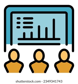 Learning staff icon outline vector. Training office. Course training color flat