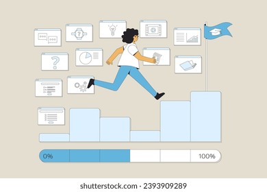 Learning strategy for stay motivated in education. Vector illustration. Online course or training. Vector illustration.