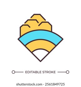 Learning structure of rock ore RGB color icon. Analysis of natural deposits contaminants and properties. Geology science. Isolated vector illustration. Simple filled line drawing. Editable stroke