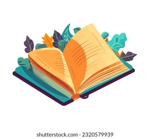 Aprender y estudiar el icono del libro de texto de ciencia aislado