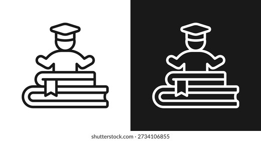 Icono de Asistencia de aprendizaje en estilo de línea en blanco y negro