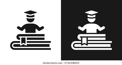 Icono de Asistencia de aprendizaje en estilo de glifo blanco y negro
