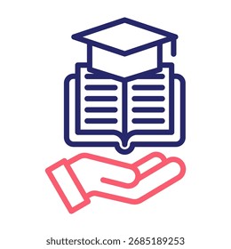 Aprendizaje Asistencia Icono Línea Color Estilo Ilustración vectorial