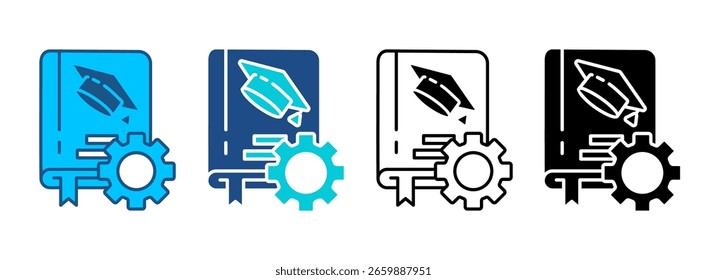 Learning Support Icon Set With Multiple Styles. Vector Illustration