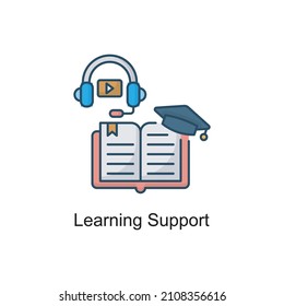 Learning Support vector Filled Outline Icon Design illustration. Educational Technology Symbol on White background EPS 10 File