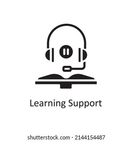 Learning Support vector Solid Icon Design illustration. Educational Technology Symbol on White background EPS 10 File