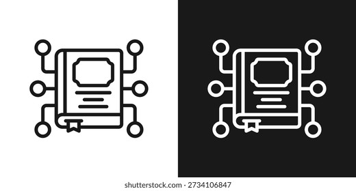 Icono del sistema de aprendizaje en estilo de línea en blanco y negro