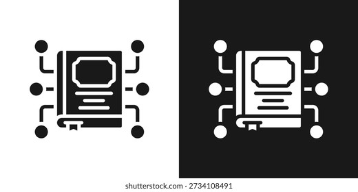 Icono del sistema de aprendizaje en estilo de glifo blanco y negro