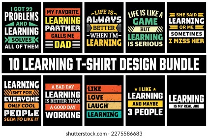 Learning T Shirt Design Set Vector