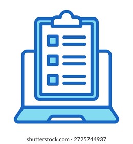 Icono de tarea de aprendizaje Color azul Estilo Ilustración vectorial