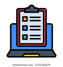Ícone da tarefa de aprendizado Cor linear Estilo Vetor Ilustração