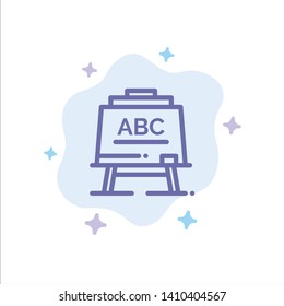 Learning, Teacher, Abc, Board Blue Icon on Abstract Cloud Background